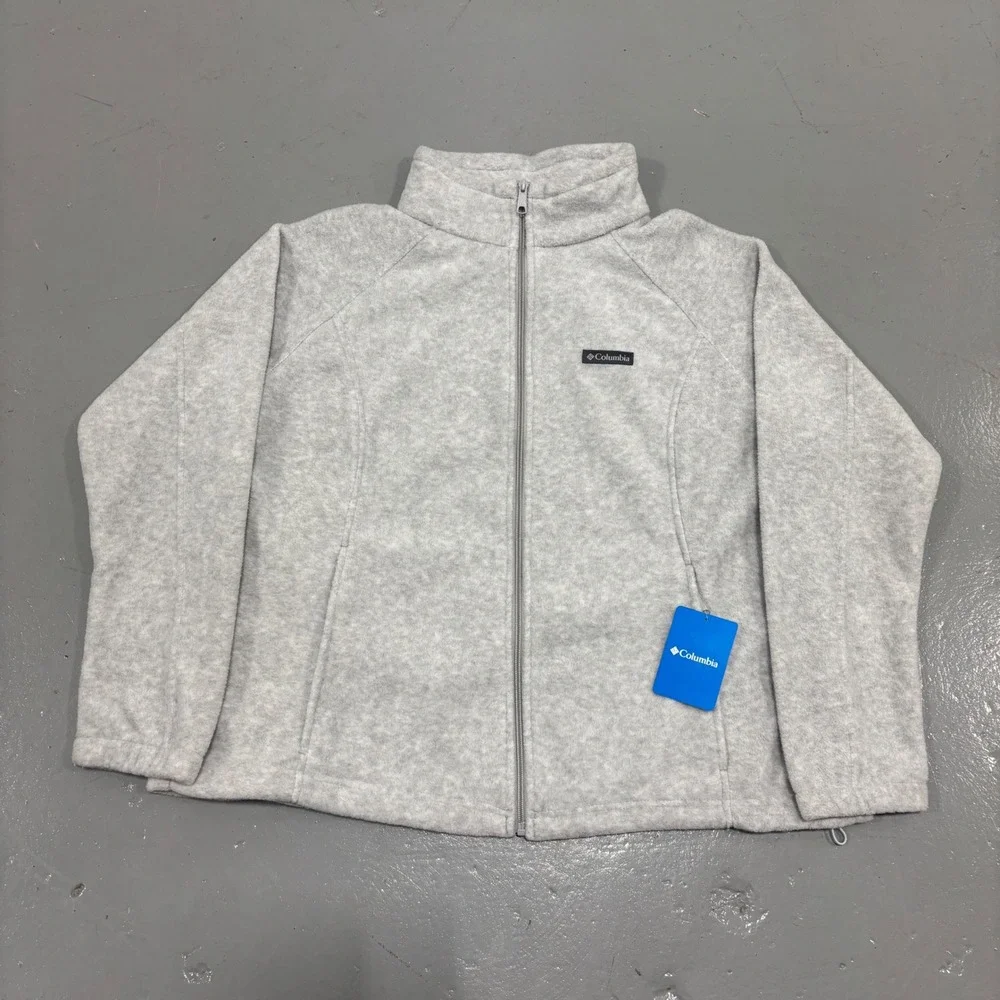 Columbia Benton Springs Full Zip Fleece Jacket Grey Womens 2X 1372112-034 NEW